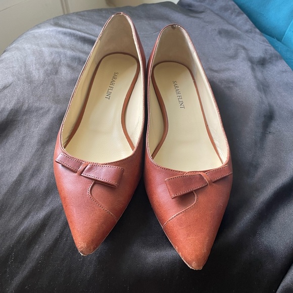 Sarah Flint Natalie Leather Bow Flats - Picture 2 of 6